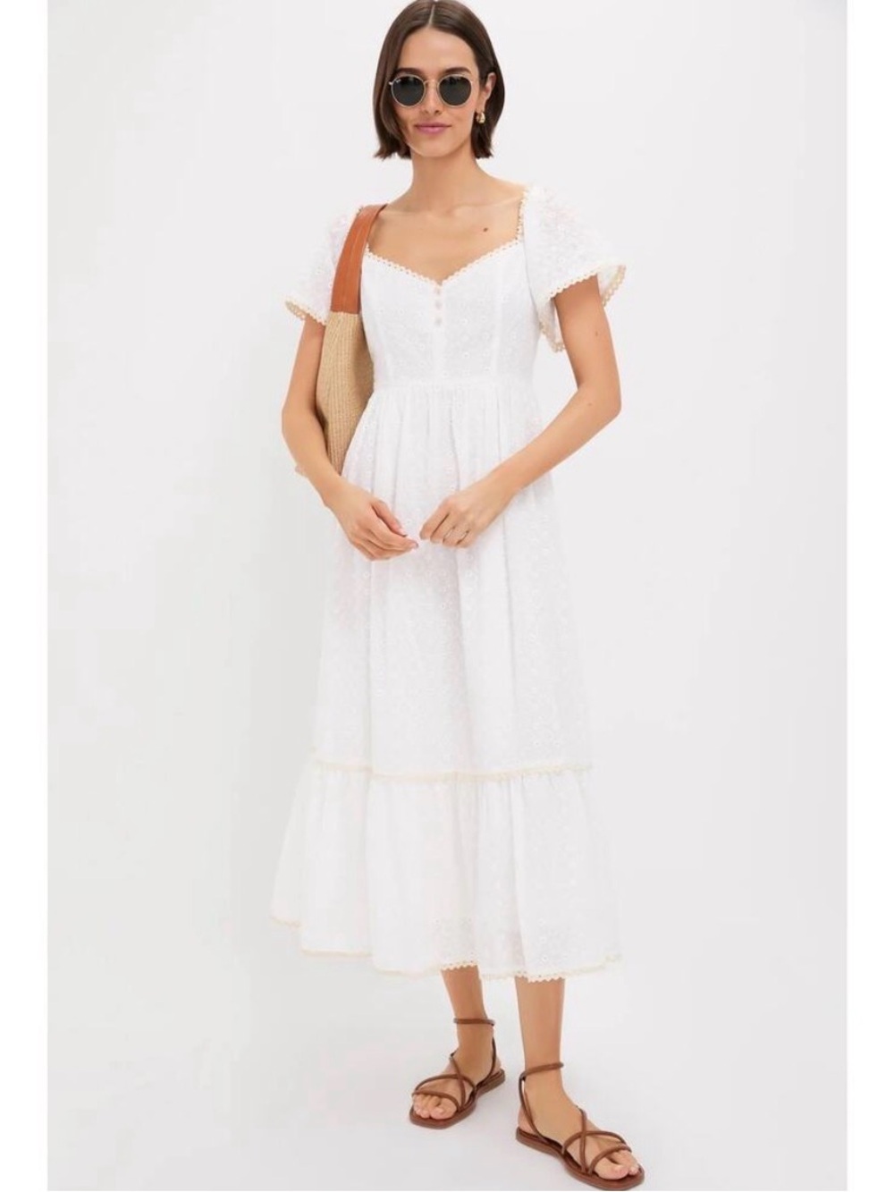 Tuckernuck Pomander‎ Place Off-White Dainty Eyelet Holley Dress Size X-Small NWT